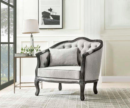 ACME Samael Chair w/Pillow, Gray Linen & Dark Brown Finish