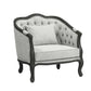 ACME Samael Chair w/Pillow, Gray Linen & Dark Brown Finish