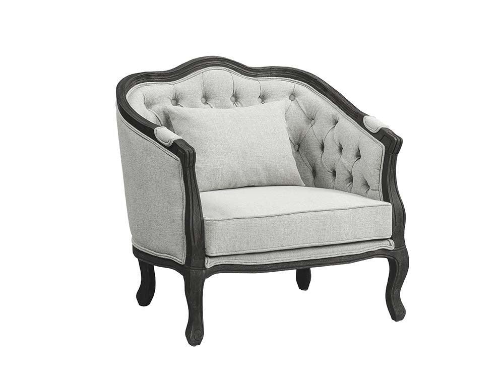 ACME Samael Chair w/Pillow, Gray Linen & Dark Brown Finish