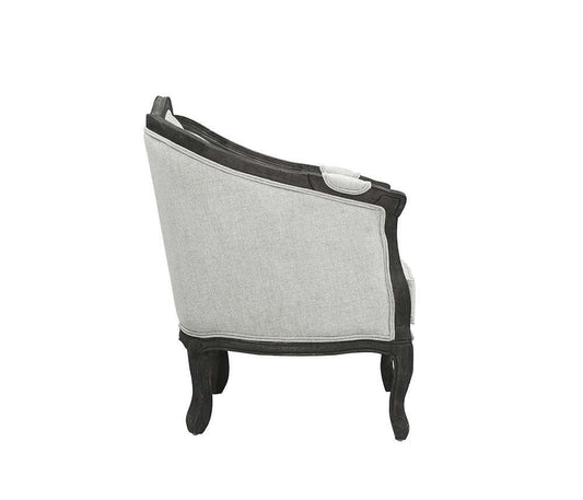 ACME Samael Chair w/Pillow, Gray Linen & Dark Brown Finish