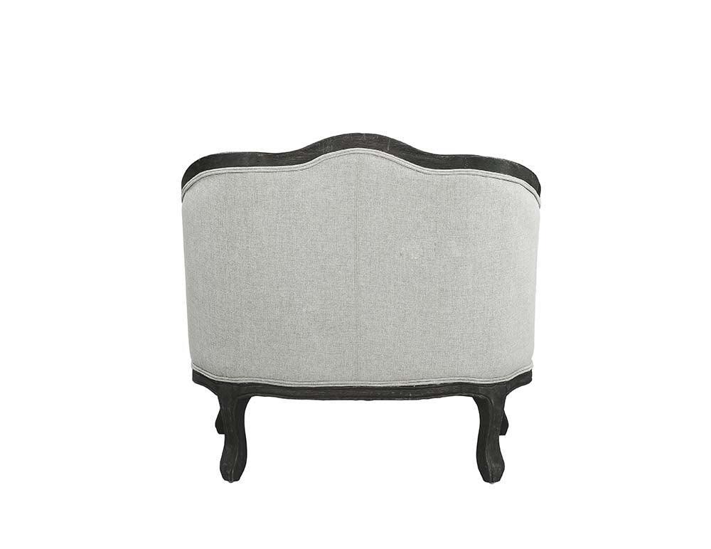 ACME Samael Chair w/Pillow, Gray Linen & Dark Brown Finish