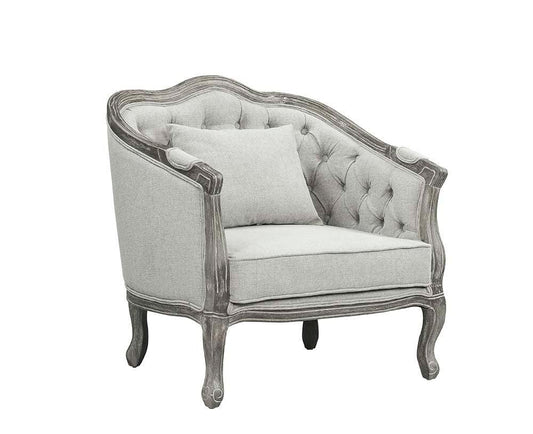 ACME Samael Chair w/Pillow, Gray Linen & Gray Oak Finish