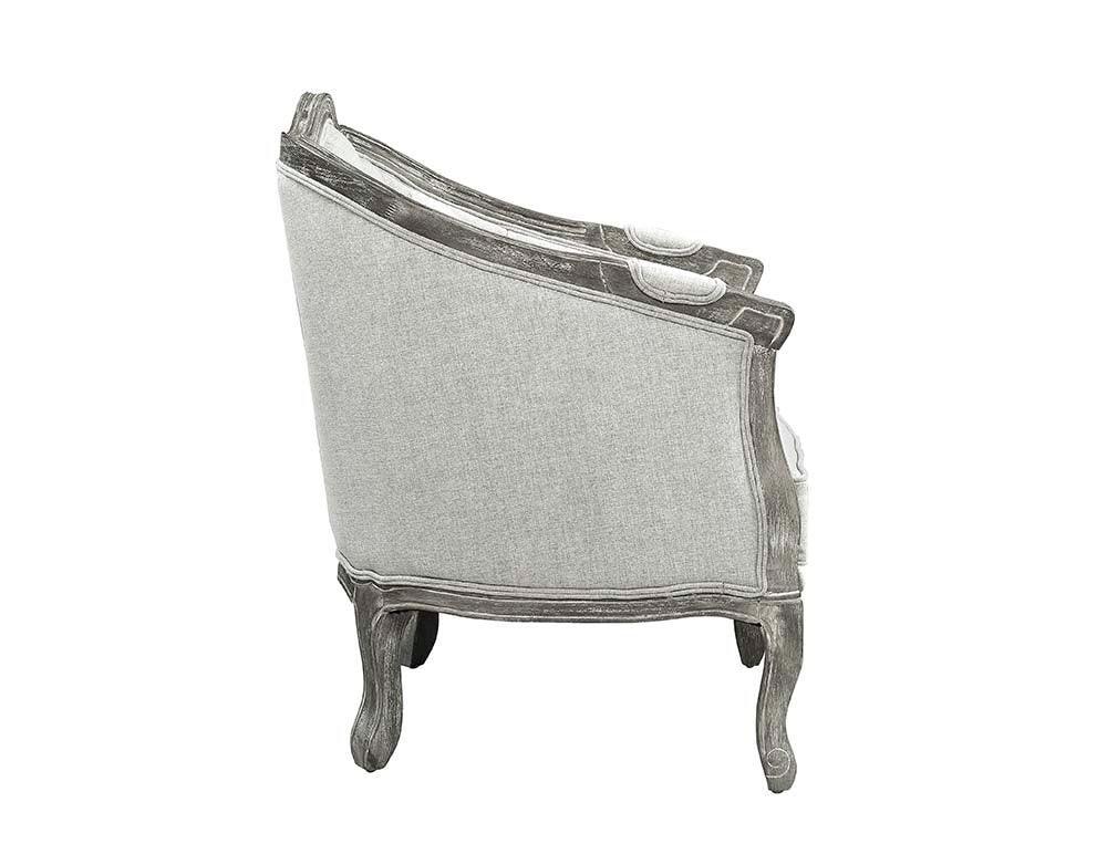 ACME Samael Chair w/Pillow, Gray Linen & Gray Oak Finish