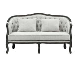 ACME Samael Loveseat w/2 Pillows, Gray Linen & Dark Brown Finish