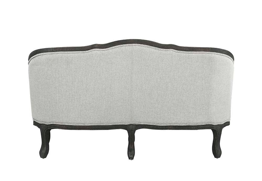 ACME Samael Loveseat w/2 Pillows, Gray Linen & Dark Brown Finish