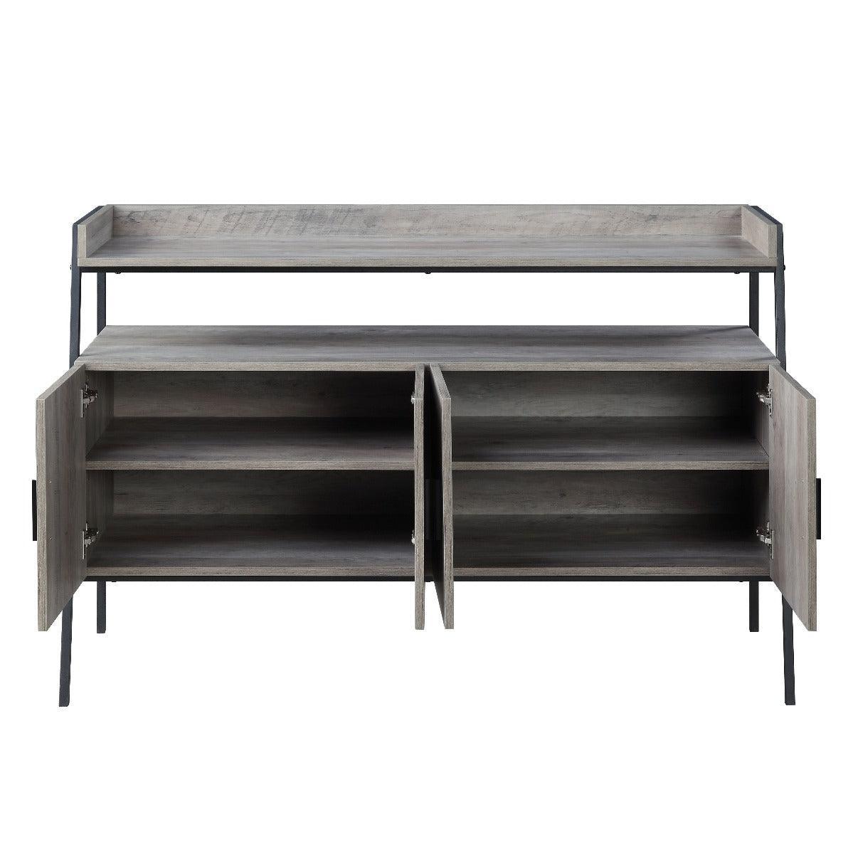 ACME Samiya TV Stand , Gray Oak & Black Finish