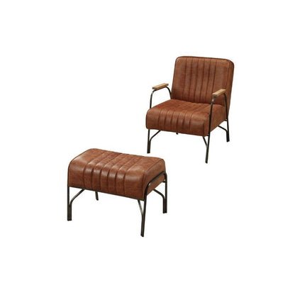 ACME Sarahi 2Pc Pack Chair & Ottoman, Cocoa Top Grain Leather