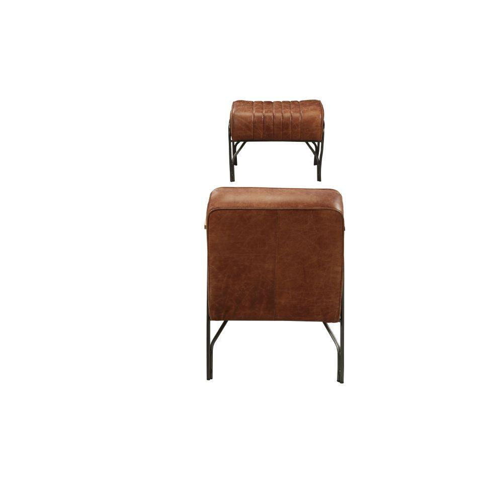 ACME Sarahi 2Pc Pack Chair & Ottoman, Cocoa Top Grain Leather