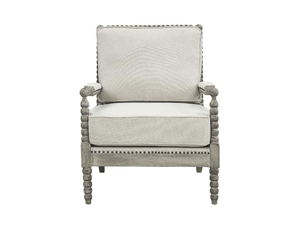 ACME Saraid Accent Chair, Beige Linen & Gray Oak Finish