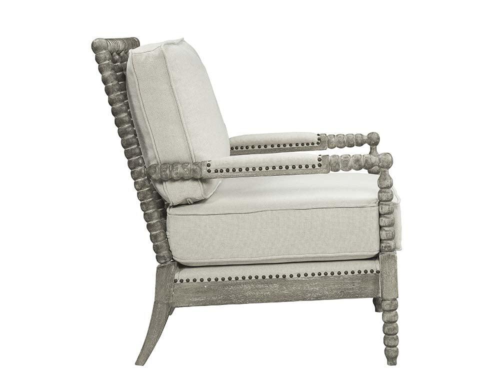 ACME Saraid Accent Chair, Beige Linen & Gray Oak Finish