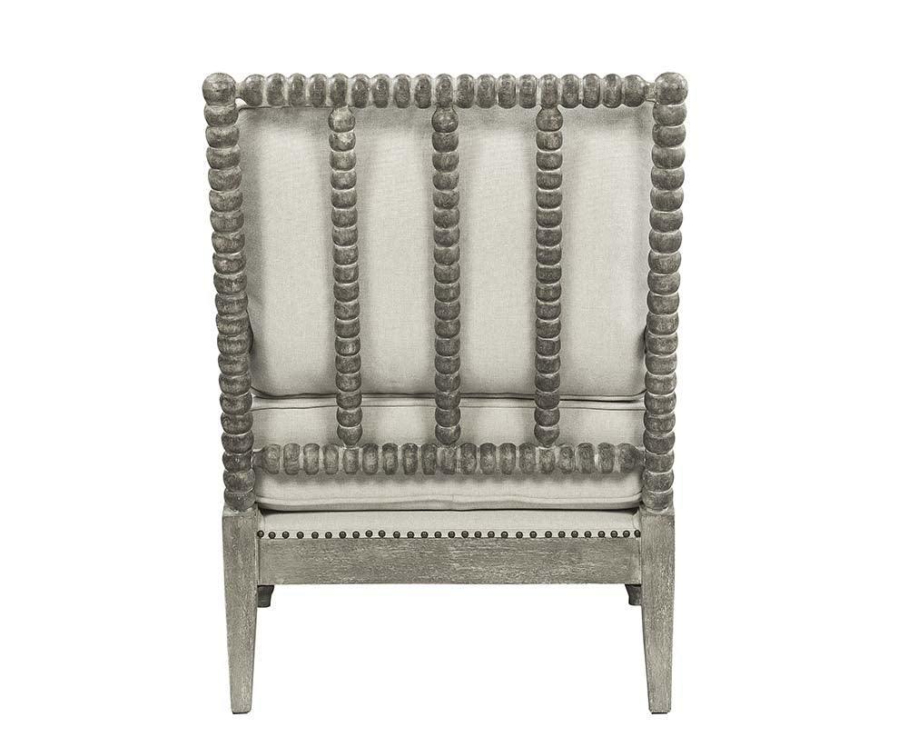 ACME Saraid Accent Chair, Beige Linen & Gray Oak Finish