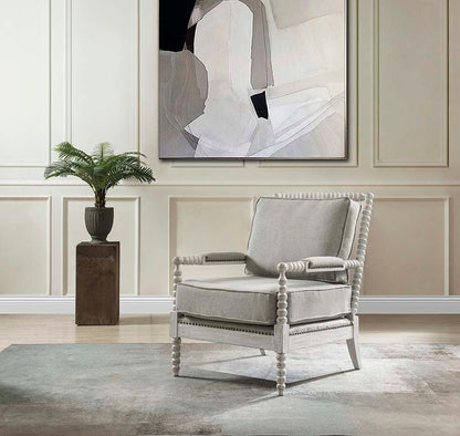 ACME Saraid Accent Chair, Gray Linen & Light Oak Finish