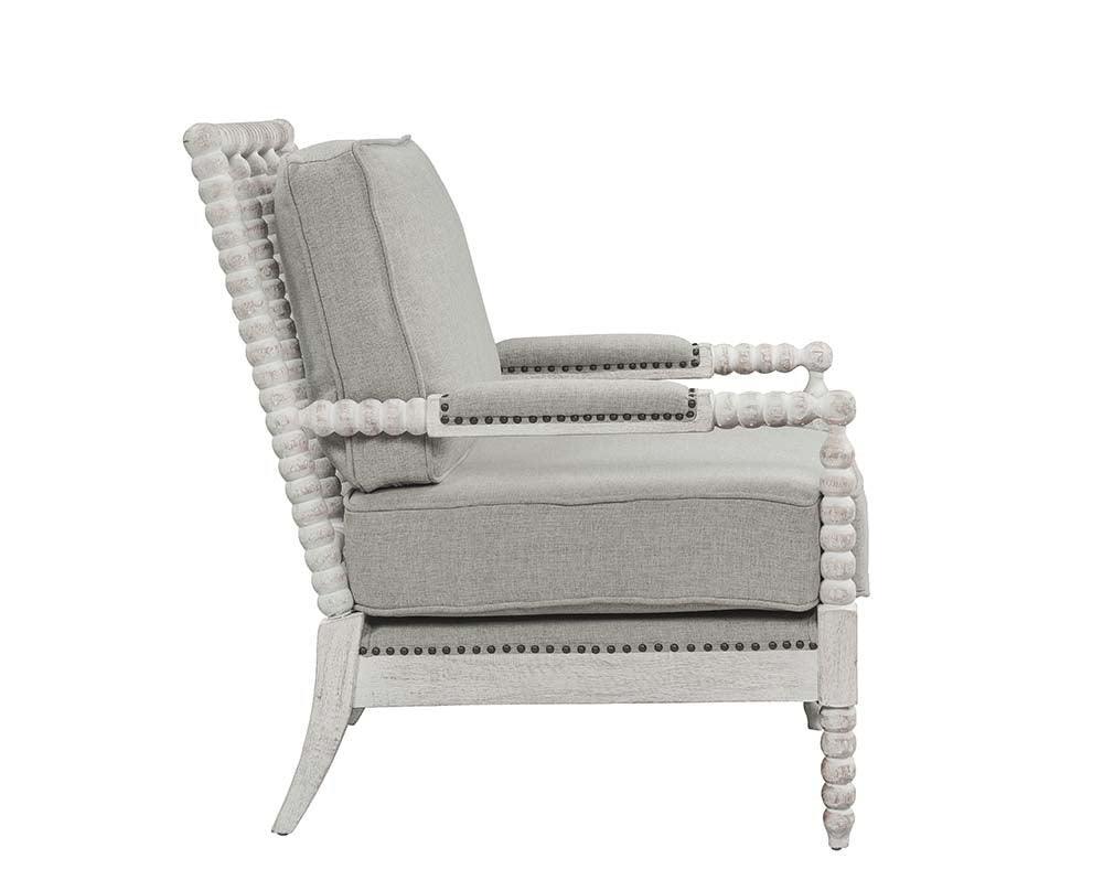 ACME Saraid Accent Chair, Gray Linen & Light Oak Finish