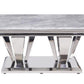 ACME Satinka Coffee Table, Light Gray Printed Faux Marble & Mirrored Silver Finish