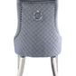 ACME Satinka Side Chair, Gray Fabric & Mirrored Silver Finish