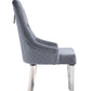 ACME Satinka Side Chair, Gray Fabric & Mirrored Silver Finish