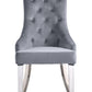 ACME Satinka Side Chair, Gray Fabric & Mirrored Silver Finish