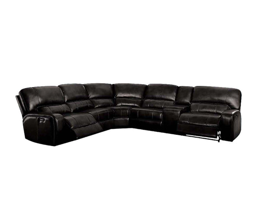 ACME Saul Sectional Sofa (Power Motion/USB Dock), Black Leather-Aire  54150