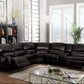 ACME Saul Sectional Sofa (Power Motion/USB Dock), Black Leather-Aire  54150