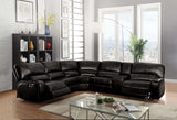 ACME Saul Sectional Sofa (Power Motion/USB Dock), Black Leather-Aire  54150