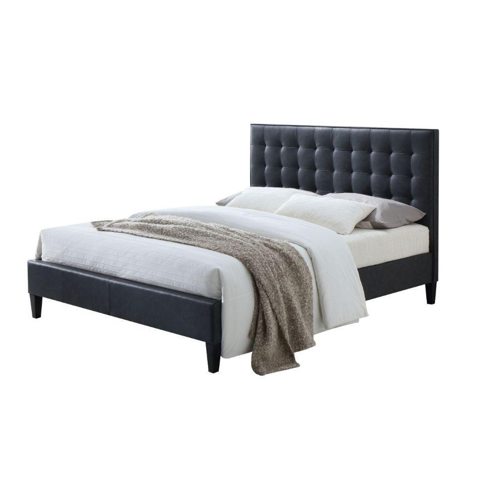 ACME Saveria Eastern King Bed, 2-Tone Gray PU  25657EK