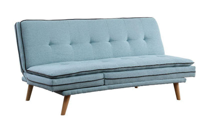 ACME Savilla Adjustable Sofa, Blue Linen & Oak Finish