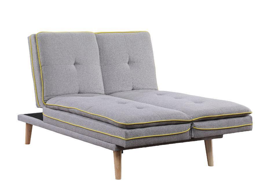 ACME Savilla Adjustable Sofa, Gray Linen & Oak Finish