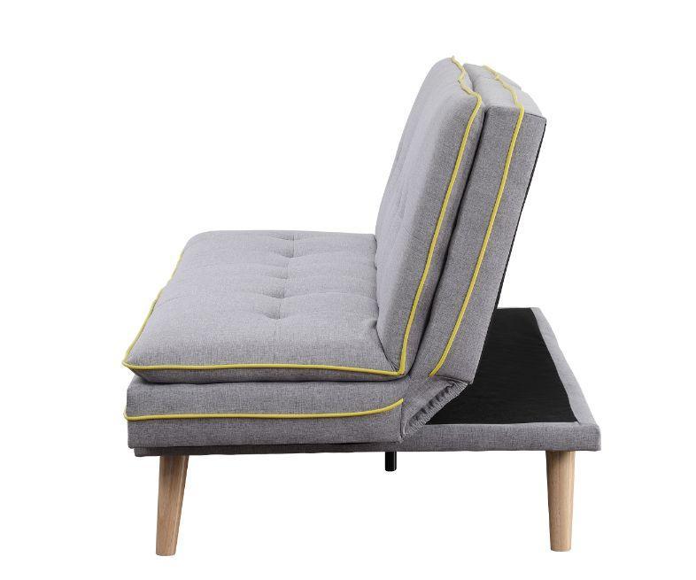 ACME Savilla Adjustable Sofa, Gray Linen & Oak Finish