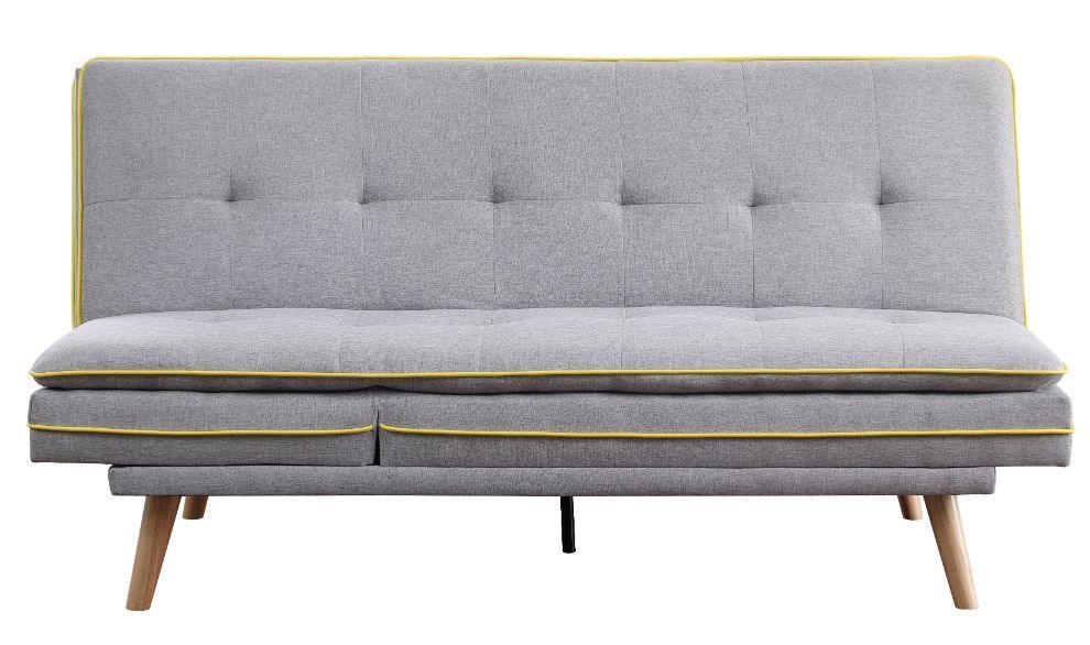 ACME Savilla Adjustable Sofa, Gray Linen & Oak Finish