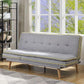 ACME Savilla Adjustable Sofa, Gray Linen & Oak Finish