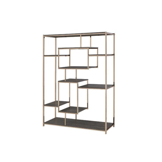 ACME Scaola Bookshelf, Rustic Gray Oak & Champagne