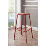 ACME Scarus Bar Stool (Set-2), Natural & Red, 30" Seat Height