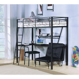 ACME Senon Loft Bed w/Desk, Silver & Black