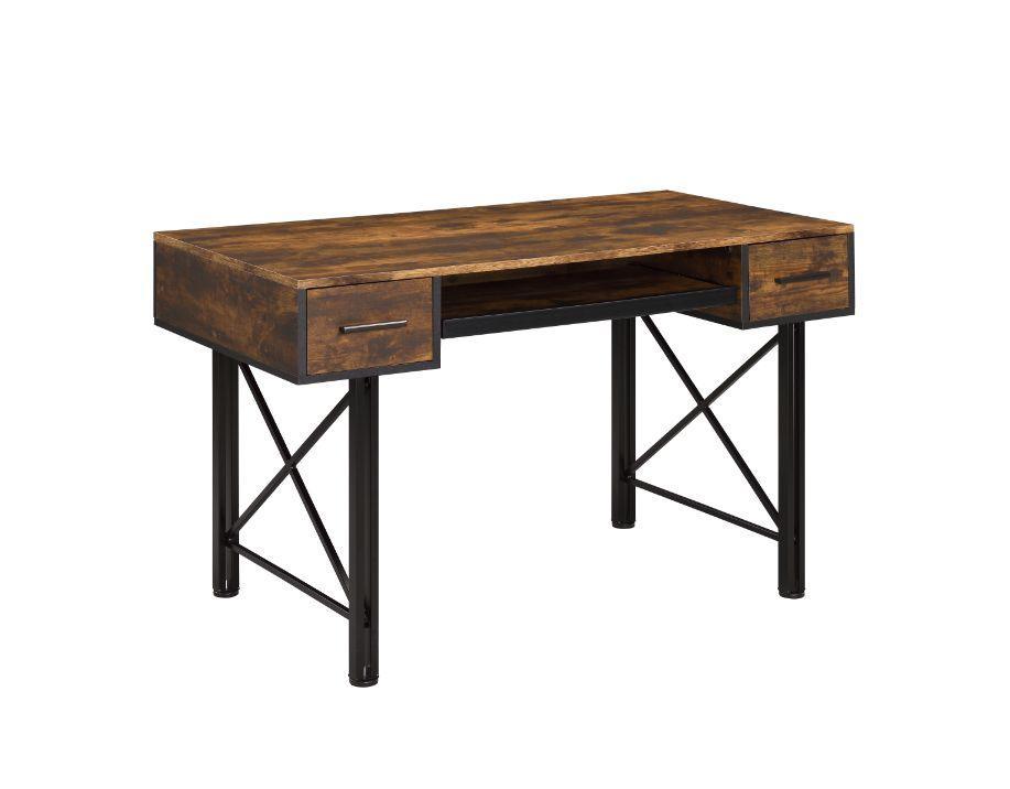 ACME Settea Computer Desk, Weathered Oak & Black Finish