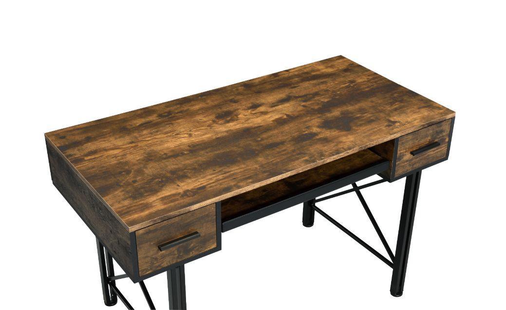 ACME Settea Computer Desk, Weathered Oak & Black Finish