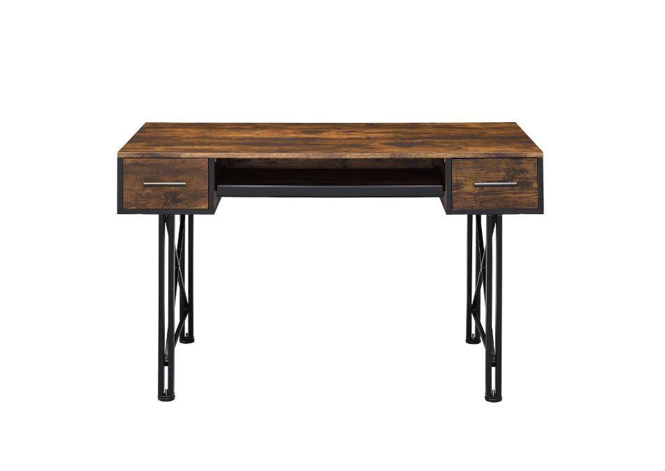 ACME Settea Computer Desk, Weathered Oak & Black Finish