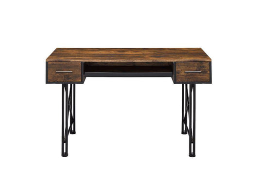 ACME Settea Computer Desk, Weathered Oak & Black Finish