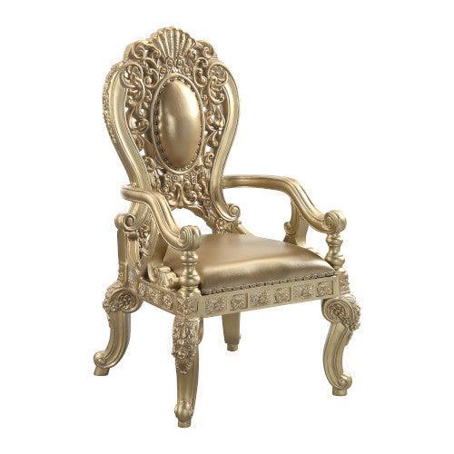 ACME Seville Arm Chair 2Pc, PU & Gold Finish DN00459