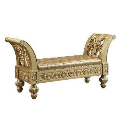 ACME Seville Bench, PU & Gold Finish