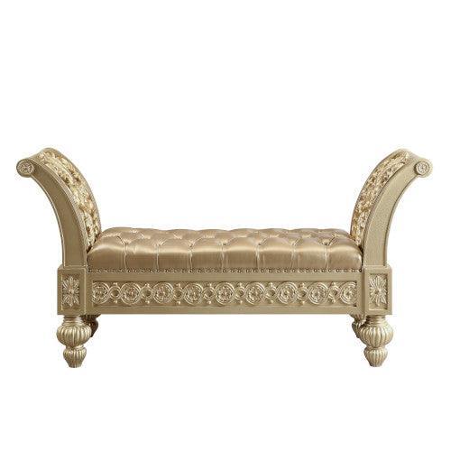 ACME Seville Bench, PU & Gold Finish