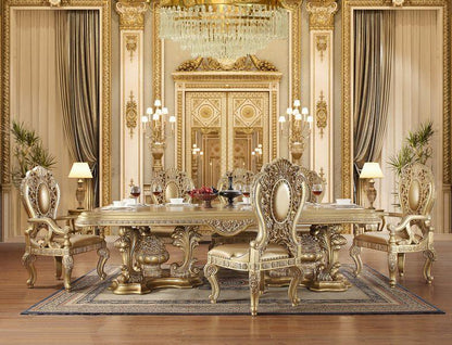 Acme Seville Double Pedestal Dining Table with Gold Finish - DN00457