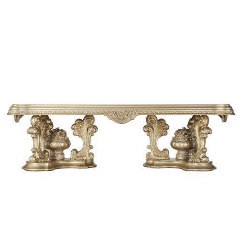 Acme Seville Double Pedestal Dining Table with Gold Finish - DN00457