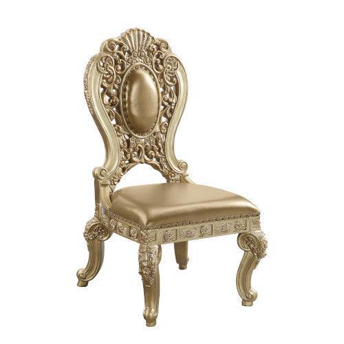 ACME Seville Side Chair (2Pc), PU & Gold Finish DN00458