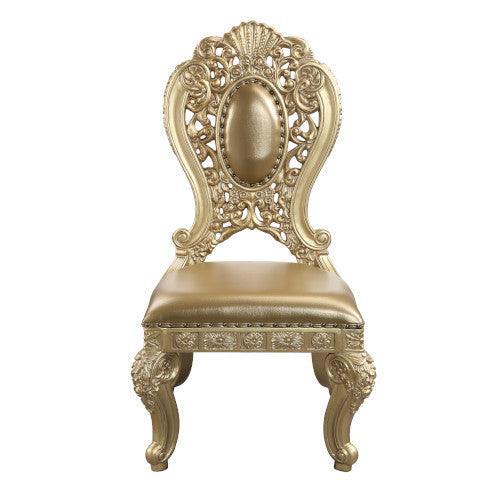 ACME Seville Side Chair (2Pc), PU & Gold Finish DN00458