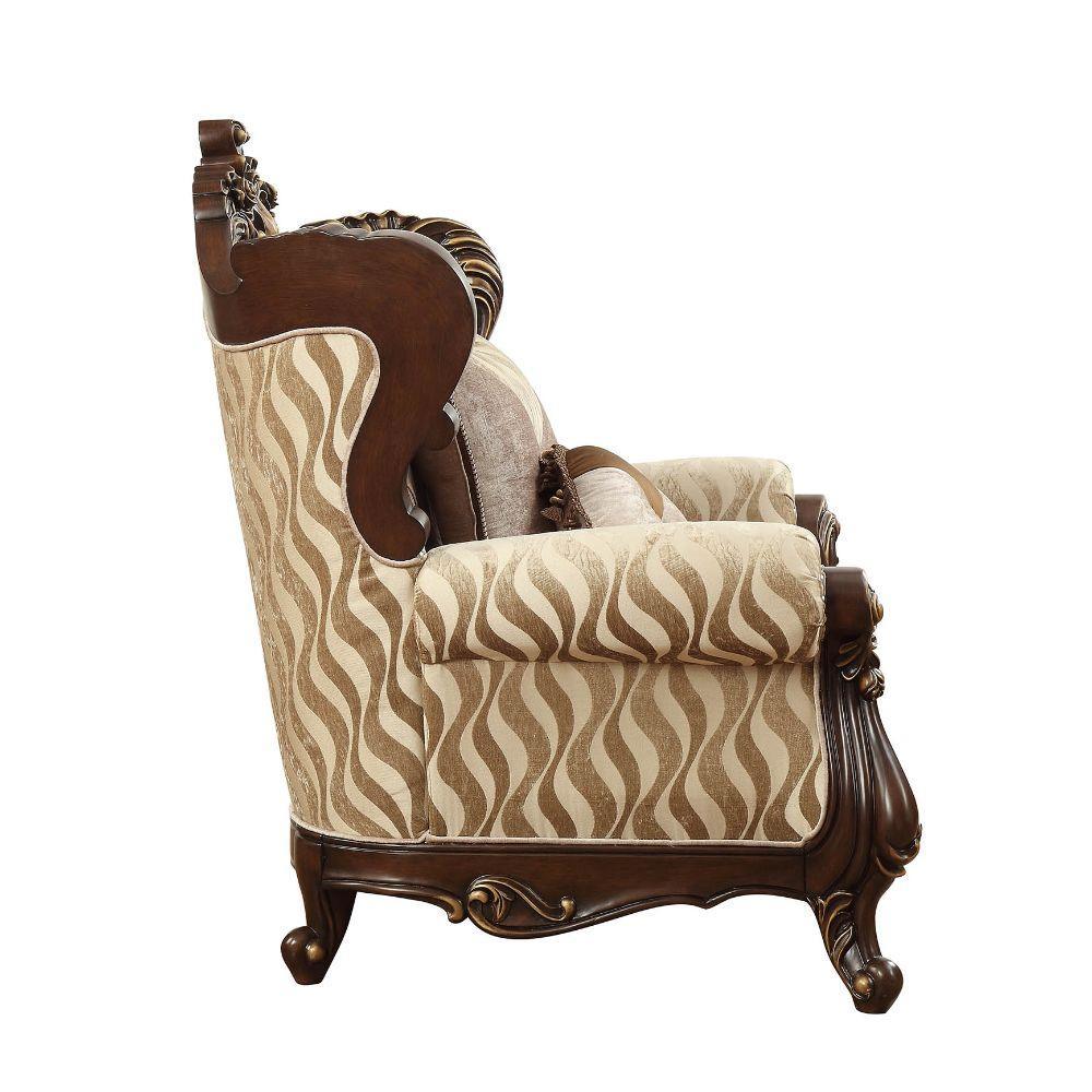 ACME Shalisa Chair w/2 Pillows, Fabric & Walnut