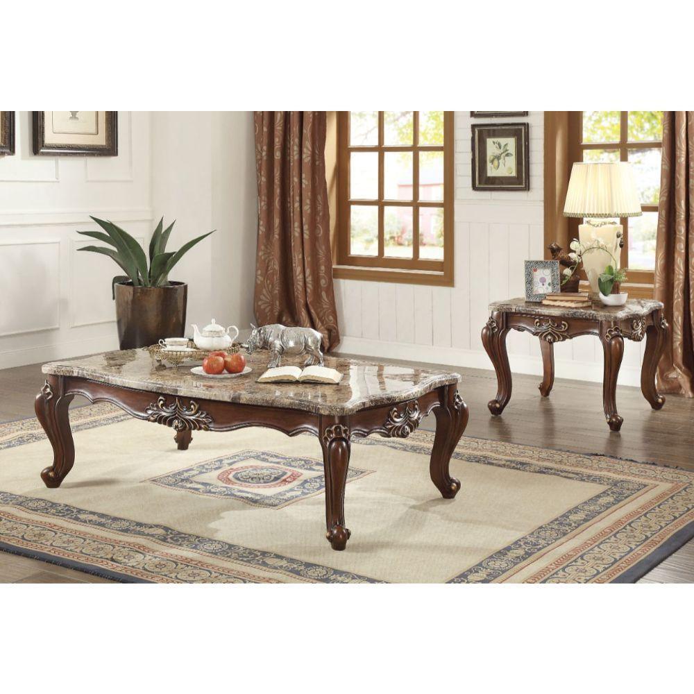 ACME Shalisa Coffee Table, Marble & Walnut