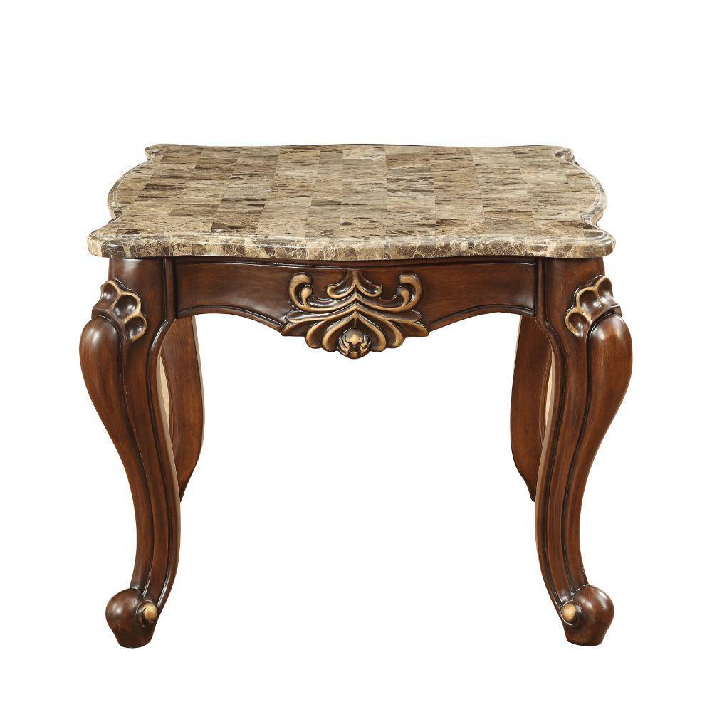 ACME Shalisa End Table, Marble & Walnut