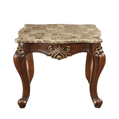 ACME Shalisa End Table, Marble & Walnut