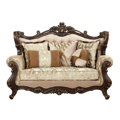 ACME Shalisa Loveseat w/5 Pillows, Fabric & Walnut