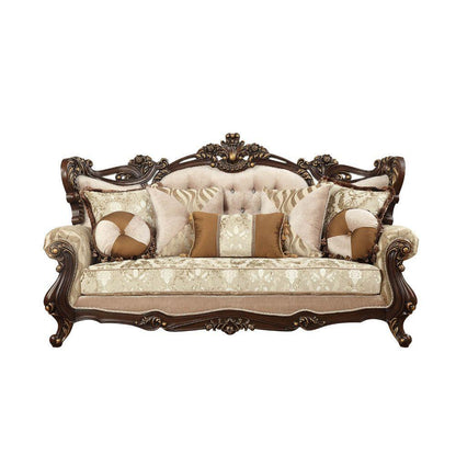 ACME Shalisa Sofa w/7 Pillows, Fabric & Walnut